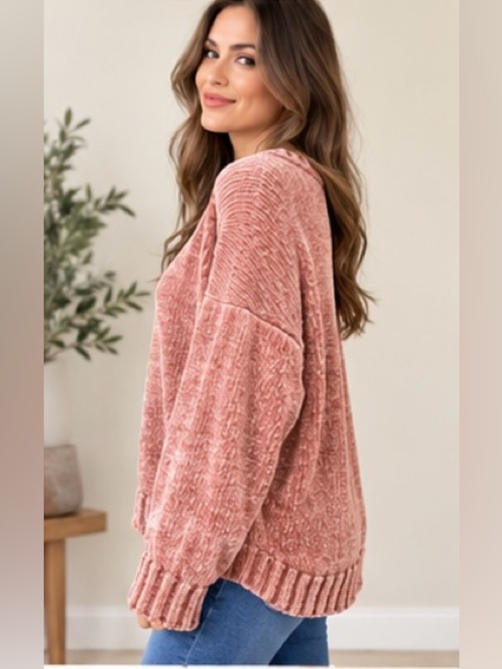 Sanctuary Women’s XL Dusty Rose Chenille Knit Oversized Sweater - Picture 3 of 8